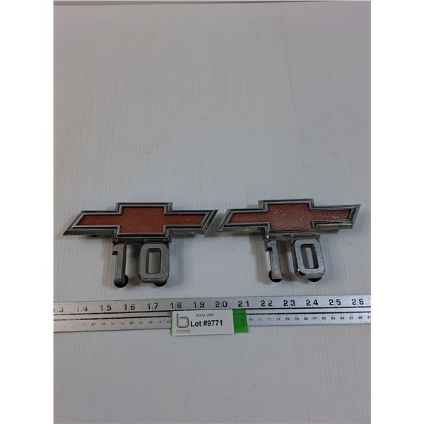 (2) Vintage Chevy C-10 Emblems  - 7" x 4"