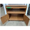 Image 2 : *Wood TV Stand with Rotating Top and 3-tier Metal Shoe Rack, Cannot Ship