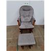 Image 1 : *Wooden Upholstered Rocking Chair 39" Tall with Footstool, Cannot Ship