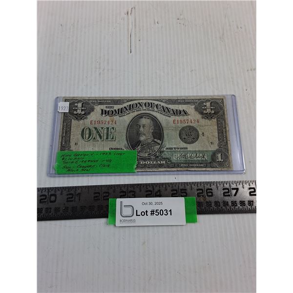 Antique 1923 Dominion of Canada Large $1.00 Bank Note