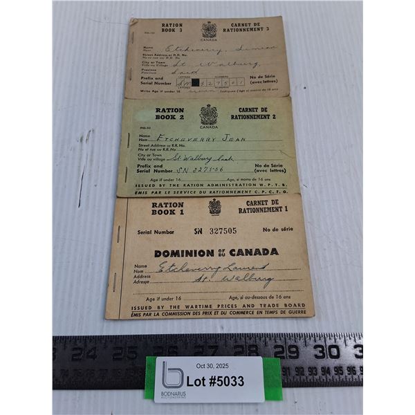 (3) Vintage Wartime Ration Books