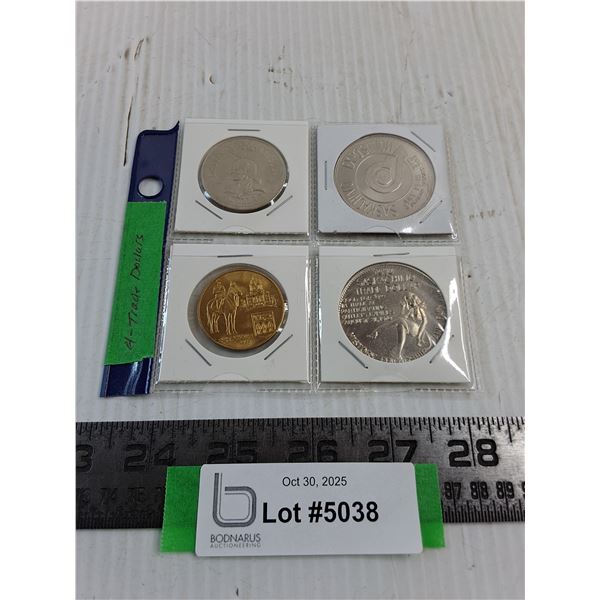(4) Trade Dollar Coin Tokens from 1960's & 70's