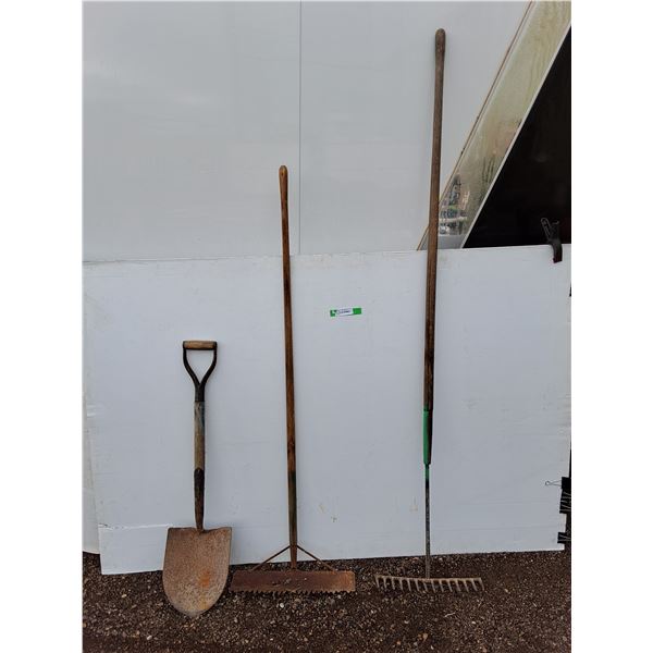 **(2) Rakes & Shovel Up to 78", Cannot Ship