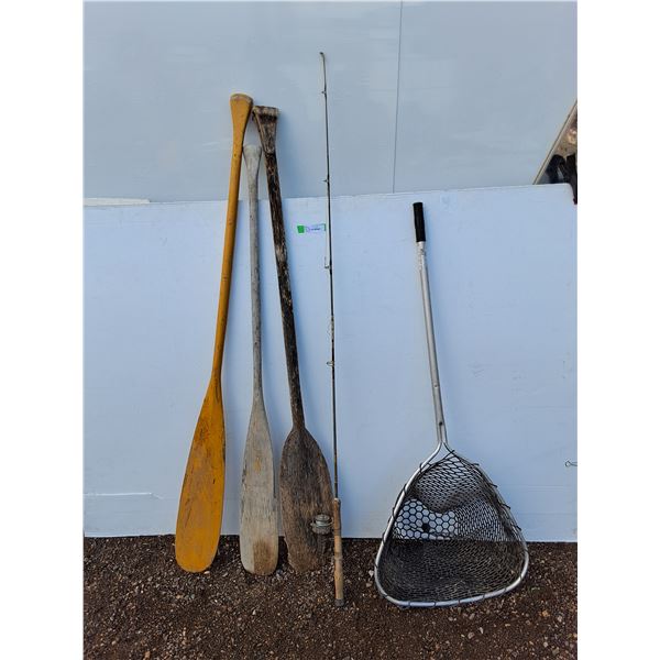 **Fishing Net, (3) Paddles & Rod Up to 63", Cannot Ship
