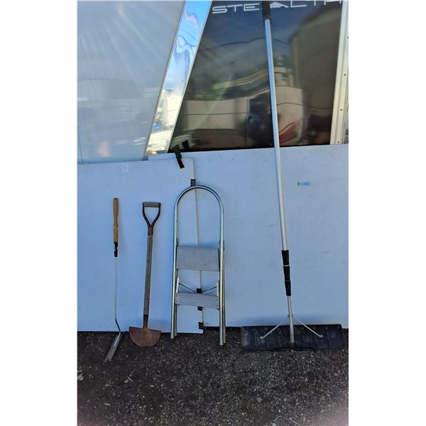 **Two Tier Metal Step Ladder, Roof Rake Up to 142", Misc. Cannot Ship