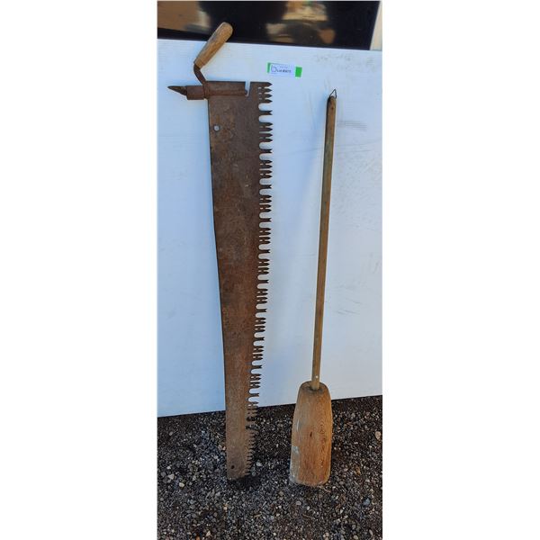 **Wooden Stomper & Crosscut Saw 53", Cannot Ship