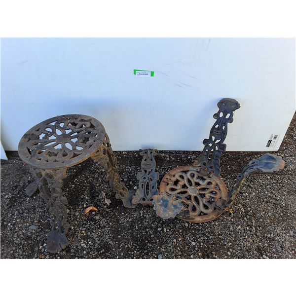 (2) Cast Iron Stools Up to 14"- As Is, Cannot Ship