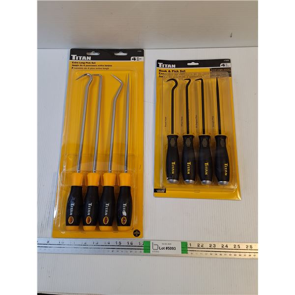 (2) NOS Titan Brand Extra Long Pick Set and Hook&Pick Set