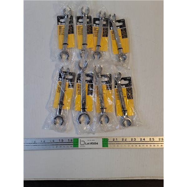 (8) NOS Titan Brand Flare Nut Wrenches-Assorted Sizes