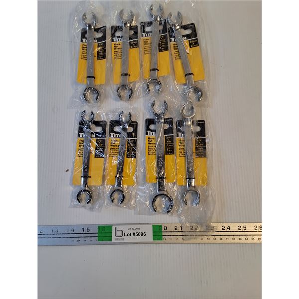 (8) NOS Titan Brand Flare Nut Wrenches-Assorted Sizes