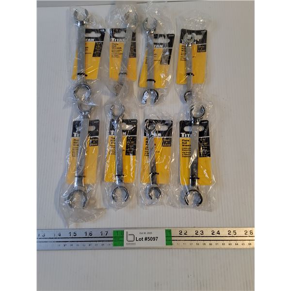 (8) NOS Titan Brand Flare Nut Wrenches-Assorted Sizes