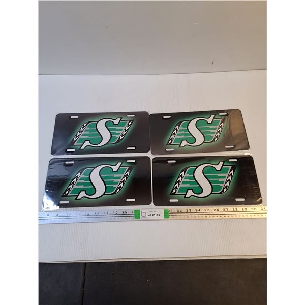 (4) Saskatchewan Roughriders Souvenir License Plate