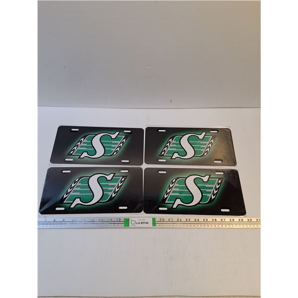 (4) Saskatchewan Roughriders Souvenir License Plate