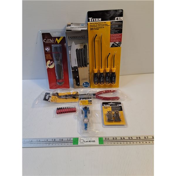 Farberware 6 Pc.Prep Set,Flashlight,Seal&O-Ring Remover Set,Hose Grip Pliers and more as pictured