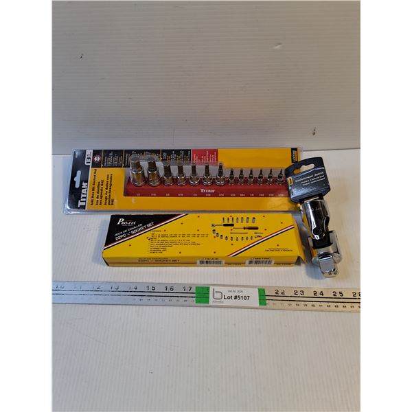 NOS Titan 13 Piece Bit Socket Set,22 Pc. Socket Set and Universal Joint