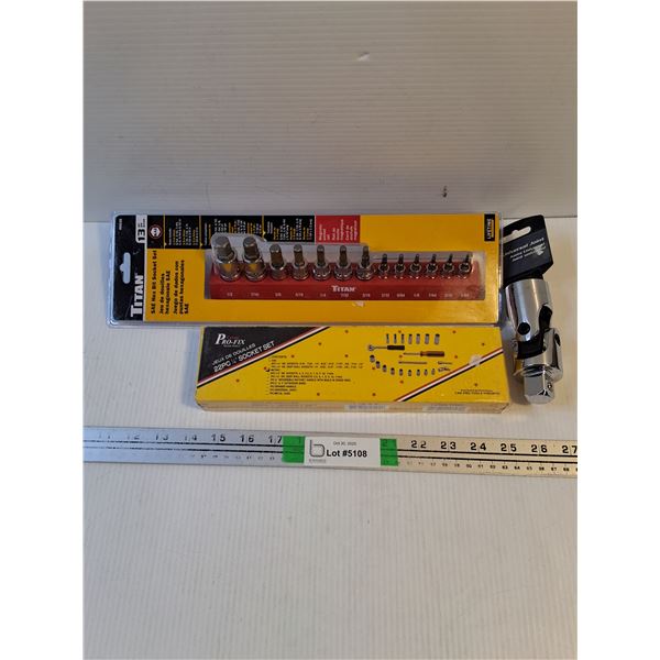 NOS Titan 13 Piece Bit Socket Set,22 Pc. Socket Set and Universal Joint