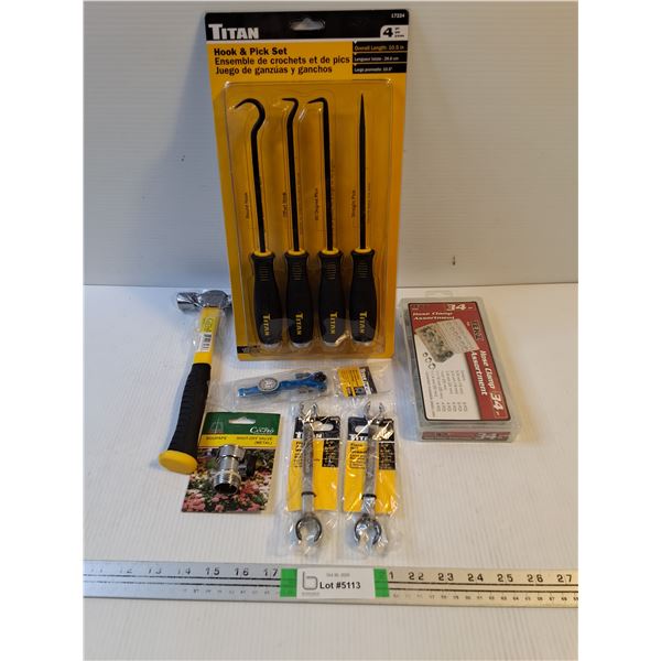 Hook&Pick Set,Ballpein Hammer,Hose Clamp Set,(2) Wrenches,Micro Driver and Shut Off Valve