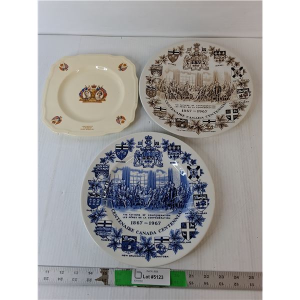 (3) Decorative Plates- Canada Centennial & 1937 Coronoation
