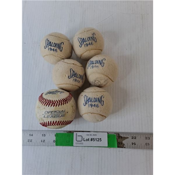 Vintage Spalding Tennis Balls & Rawlings Baseball