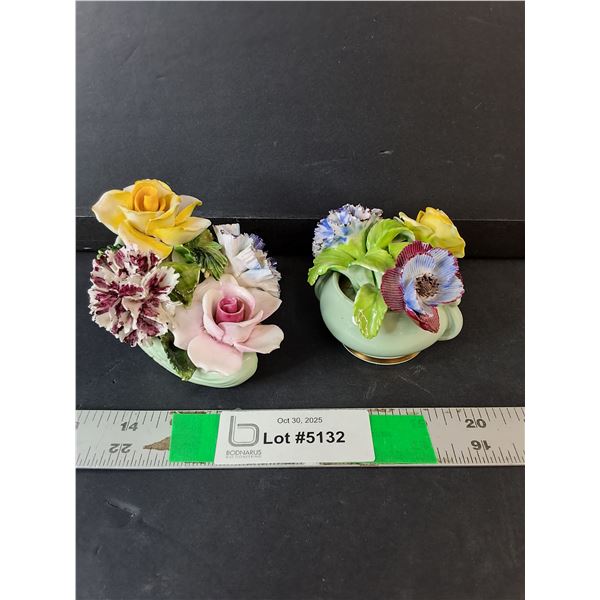 (2) Bone China Floral Decorations