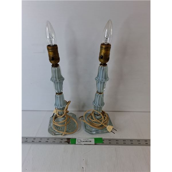 (2) Glass Lamps 15.75", Both Power On