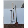 Image 1 : **(2) Pitchforks & Shovel Up to 65", Cannot Ship