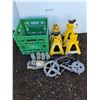 Image 1 : ** (4) 2-Ton Jack Stands, Clothes Line Hardware, Milk Crate, Misc.-Pickup Only