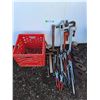 Image 1 : ** Assorted Hand Tools, Vintage Sad Irons, Valves, Milk Crate - Pickup Only