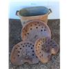 Image 1 : ** Galvanized Boiler - 22x12x13", (3) Vintage Metal Tractor Seats - Pickup Only