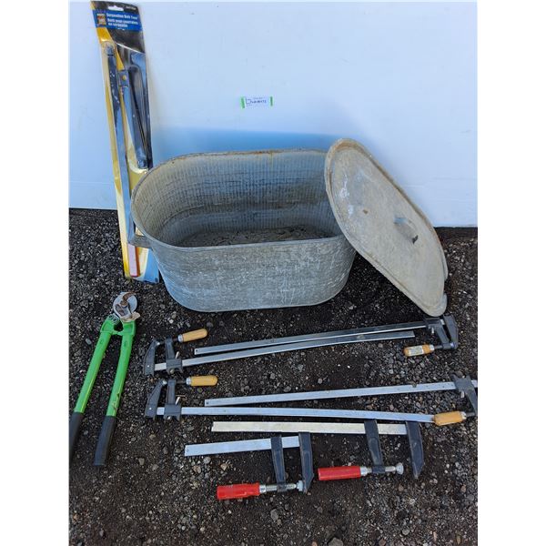 ** Galvanized Boiler - 23x12x13" w/Lid, Clamps, Cable Cutter, Belt Tool - NIB - Pickup Only