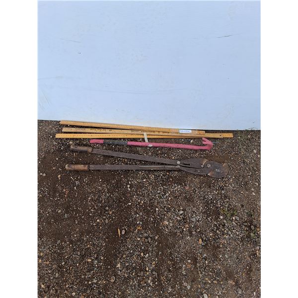 ** (3) Meter Sticks, Crow Bar, Horn Trimmer