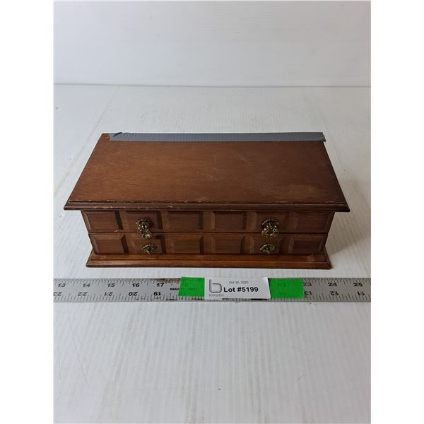 Wooden Jewelry Box with Cufflinks & Pins 10.5" x 5" x 3.5"