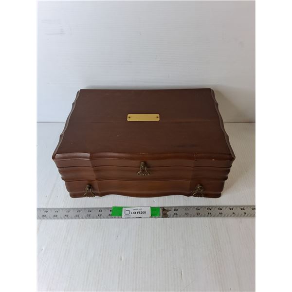 Wooden Jewelry Box 14.5" x 9.75" x 5.75" & Jewelry
