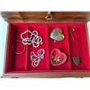 Image 3 : Wooden Jewelry Box 14.5" x 9.75" x 5.75" & Jewelry