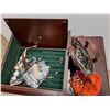 Image 5 : *Wooden Jewelry Box with Jewelry 16" x 11" x 40", Cannot Ship