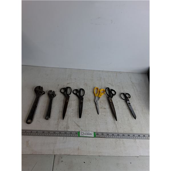 (5) Scissors,  (2) Wrenches