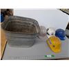 Image 1 : Galvanized Tub 18.5" x 11" & (4) Hard Hats