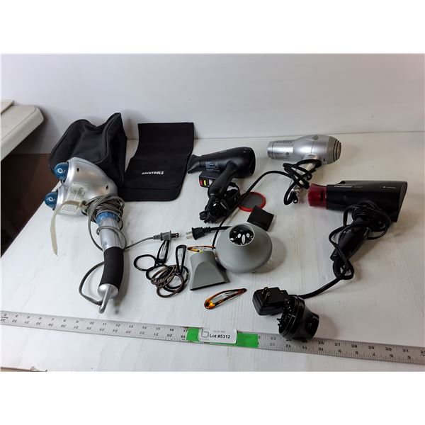 (3) Blowdryers & Handheld Massager- All Power On, Hair Accessories
