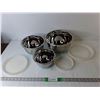 Image 1 : (3) Stainless Steel Bowls with Lids- As Is, Up to 10" x 6"