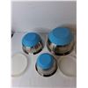 Image 2 : (3) Stainless Steel Bowls with Lids- As Is, Up to 10" x 6"