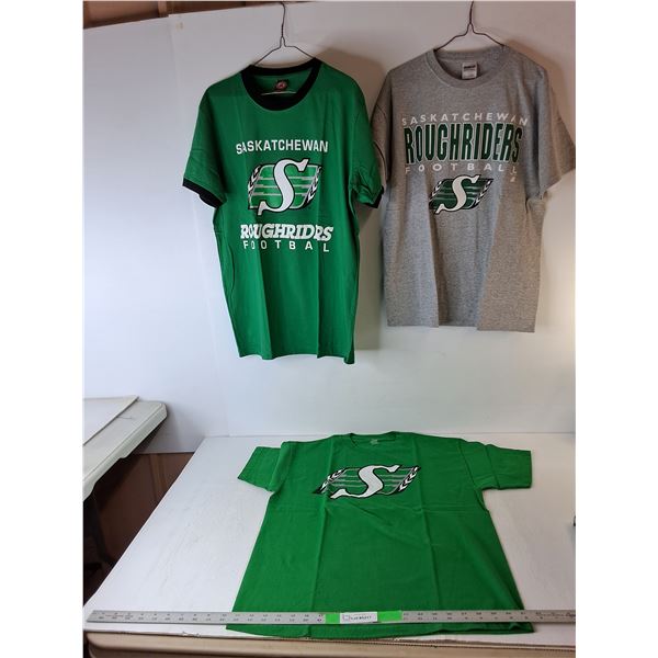 (3) Sask. Roughriders Tshirts- Two Large & One Medium