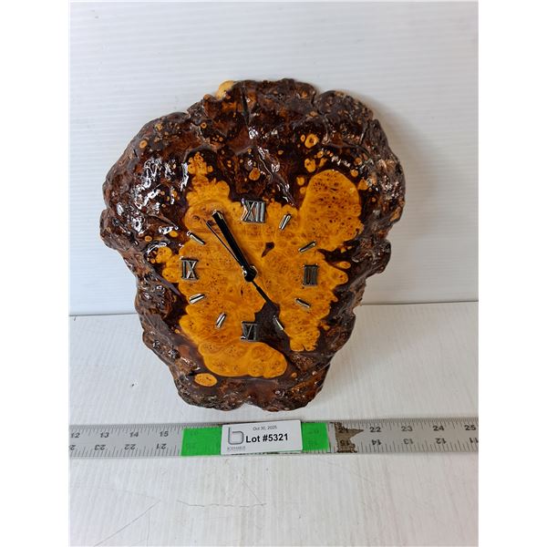 Burl Wood Clock 11" x 9"- As Is