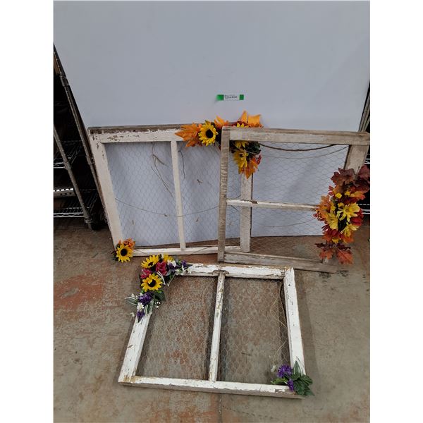 *(3) Window Frame Wall Arts 29" x 24", Cannot Ship