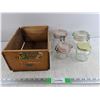 Image 1 : Vintage Wooden Mandarin Crate 12" x 9" x 5", Glass Jars