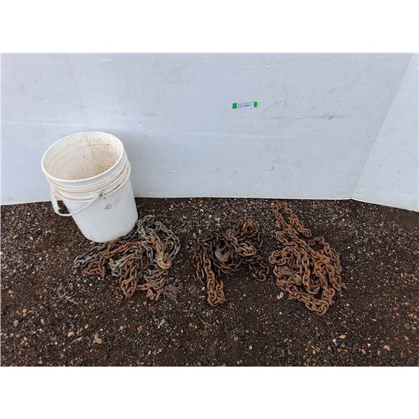 **(3) Chains - Approximately 30 ft Each, Plastic Bucket, Cannot Ship