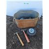 Image 1 : **Pneumatic Wheels, Axe, Hammer, Galvanized Tub with Lid 22" x 12" x 13", Cannot Ship