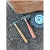 Image 2 : **Pneumatic Wheels, Axe, Hammer, Galvanized Tub with Lid 22" x 12" x 13", Cannot Ship