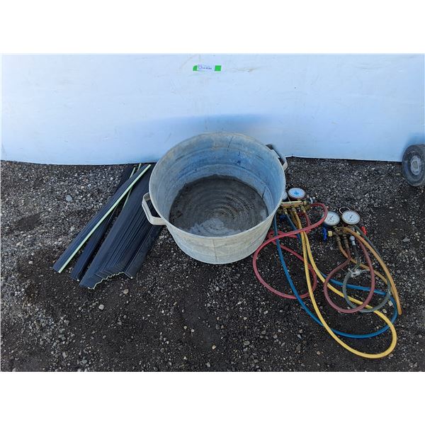 **(2)  Ritchie Yellow Jacket Test & Charging Manifolds, Weather Strips, Galvanized Bucket 20" x 11",