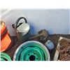 Image 2 : **(2) 15" Rims, Watering Can, Vintage Fuel Can, Bird Feeder, Hoist, Misc, Cannot Ship
