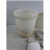 Image 2 : Tupperware Bucket with Lid 11" x 10", Various Sea Shells